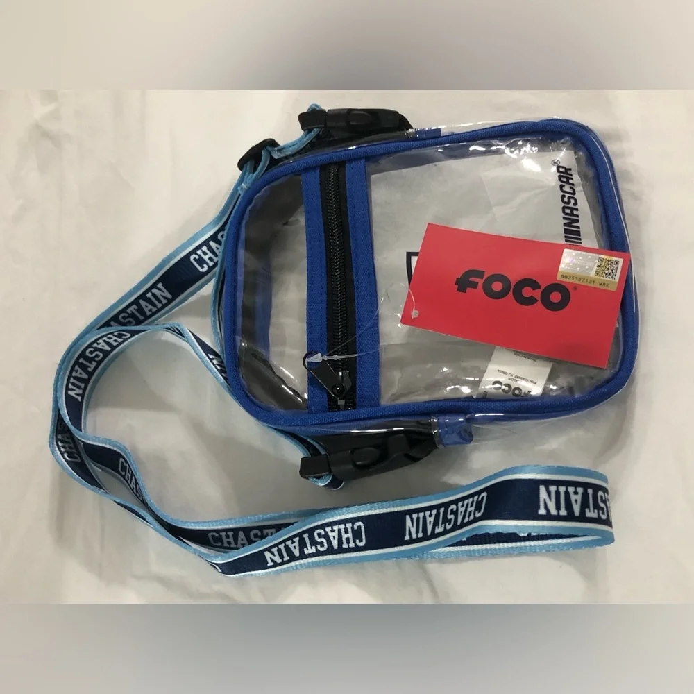 Foco Nascar Chastain 1 graphics blue Transparent crossbody Bag.